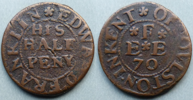 Folkestone, Edward Franklin 1670 halfpenny Folkestone, Edward Franklin 1670 halfpenny